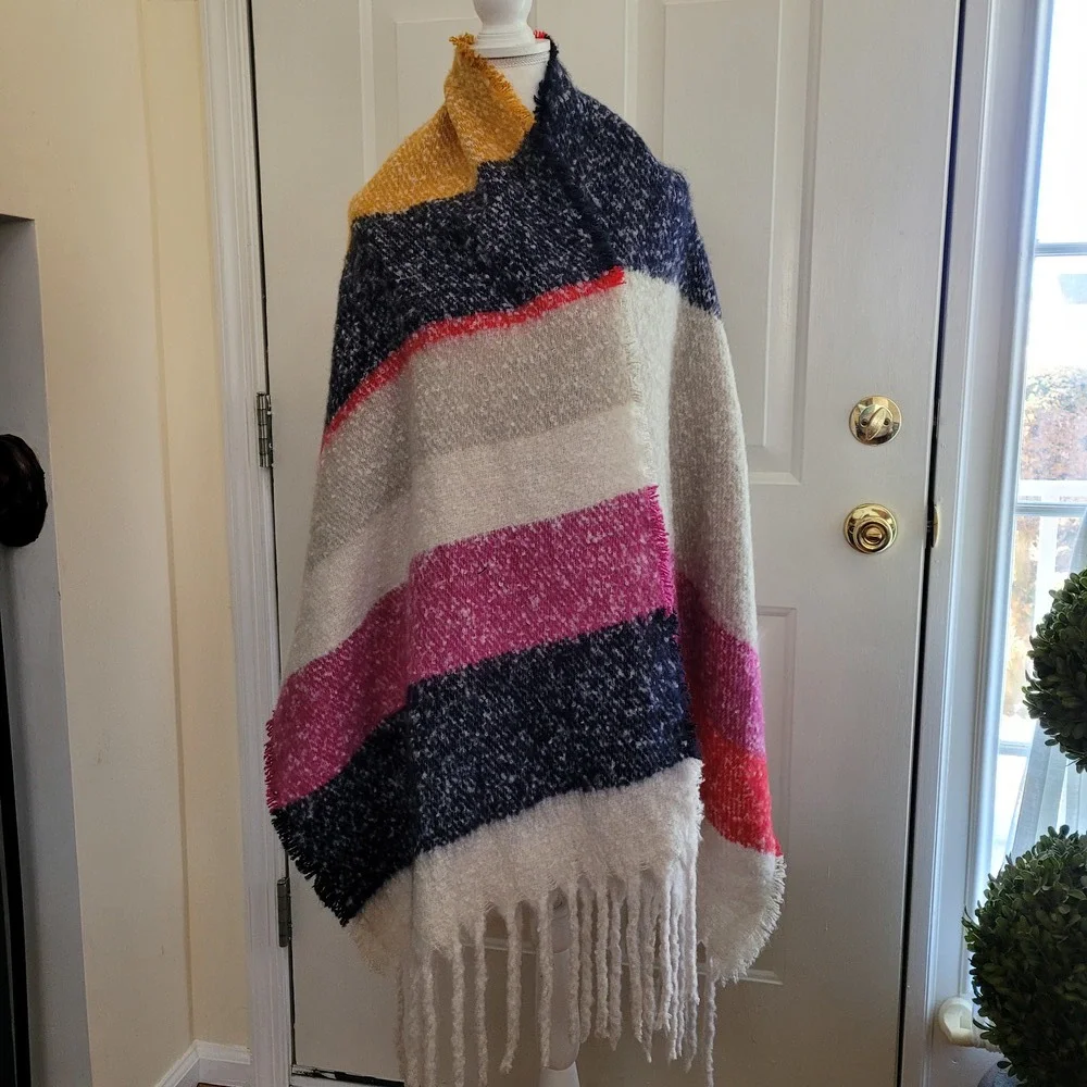 NWT Fringe Scarf Shawl Wrap Multicolor
